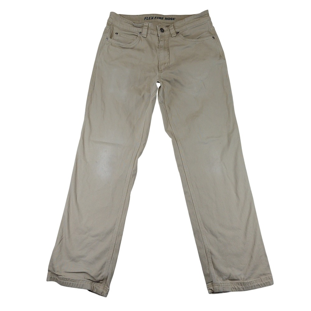 Duluth Trading Co Flex Fire Hose Relaxed Fit Khaki Work Pants Mens 32x28 62752